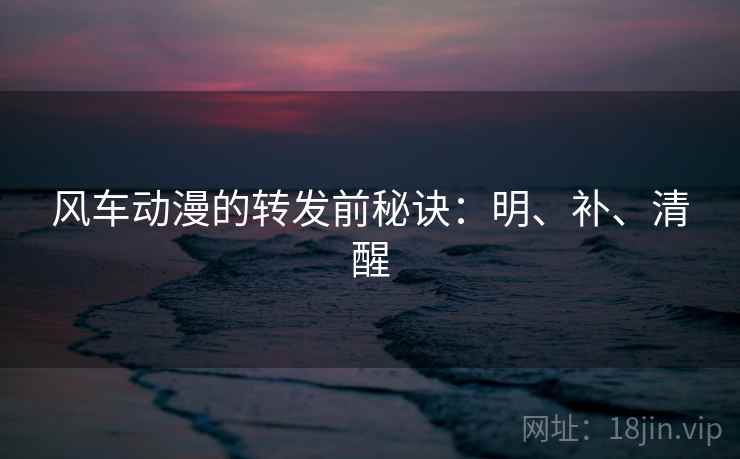 风车动漫的转发前秘诀：明、补、清醒