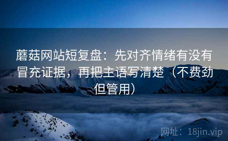 蘑菇网站短复盘：先对齐情绪有没有冒充证据，再把主语写清楚（不费劲但管用）